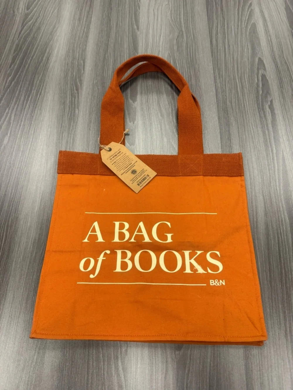 Barnes & Noble “A Bag of Books” Tote Bag 100% Cotton Rust Orange Canvas 15x14x5